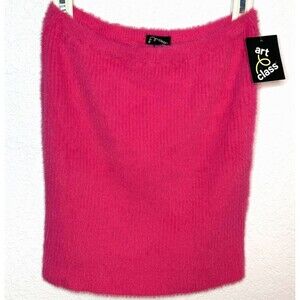 Art Class Girls Pink Fuzzy Ribbed Super Soft Sweater Pencil Skirt Size XL 14 New